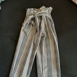 black and white checkered dress pants